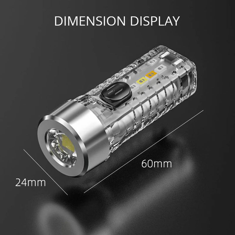 EDC Keychain Light Mini Torch Light Type-C Rechargeable Flashlight LED Work Light Red Laser UV Beep Camping Pocket Lantern